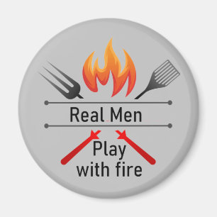 Echte Mannen Afspelen met Fire Fun BBQ Magneet