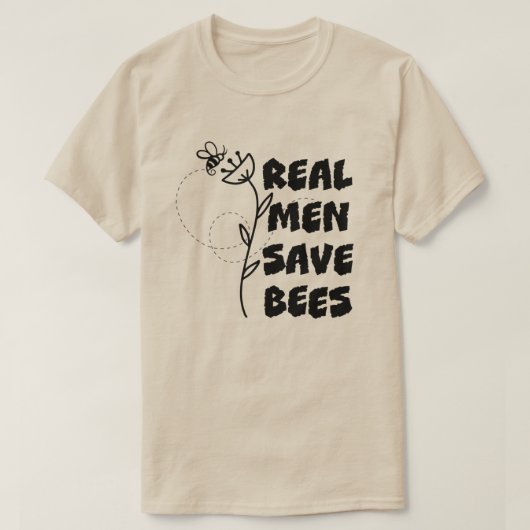 ECHTE MANNEN BESPAAR BEES Behoudster van bijenteel T-shirt (Design voorkant)