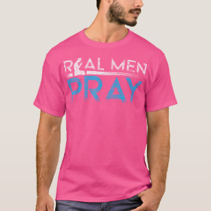 Echte Mannen bidden Hands Cross Jesus God Believ T-shirt