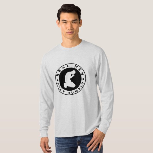 Echte Mannen bidden nederig lange mouw Shirt (Voorkant volledig)