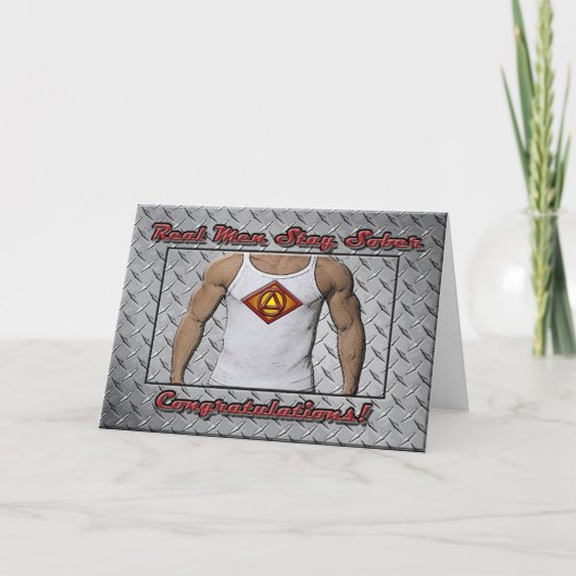 ECHTE MANNEN BLIJVEN SOBER Sobriety Recovery AA Ka Kaart (Voorkant)