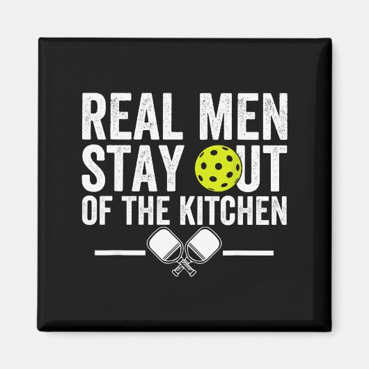 Echte mannen blijven uit de keuken grappige pickle magneet (Voorkant)