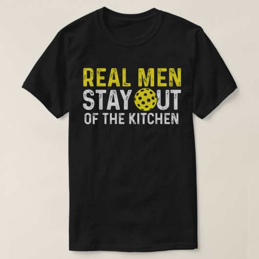 Echte Mannen blijven uit de keuken. T-shirt (Design voorkant)