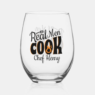 Echte Mannen Cook Black Wijnglas Zonder Voet