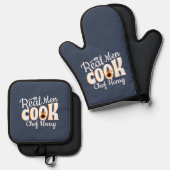 Echte Mannen Cook Custom Chef Vader Vaderdag Ovenwant & Pannenlap Set (Voorkant / Achterkant)