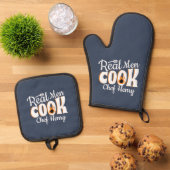 Echte Mannen Cook Custom Chef Vader Vaderdag Ovenwant & Pannenlap Set (Top down)