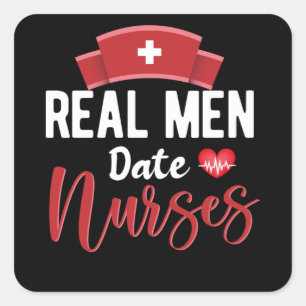 Echte mannen daten met verpleegsters- verpleegster vierkante sticker