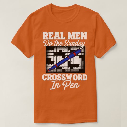 Echte Mannen doen het zondagse kruiswoord in pen T-shirt (Design voorkant)