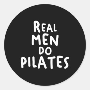 Echte Mannen Doen Pilates Workout Oefening Yoga Fi Ronde Sticker