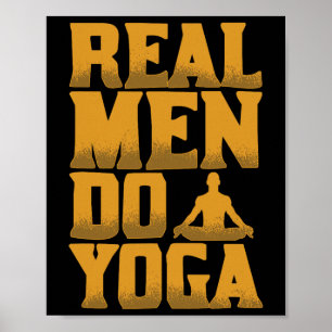 Echte Mannen Doen Yoga Funny Gift Voor Mannen Die Poster