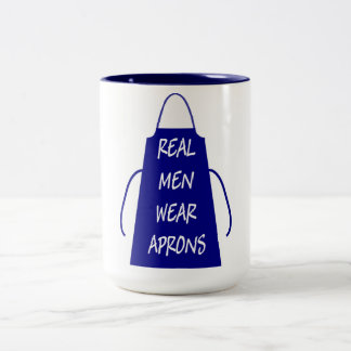 Echte Mannen Draag Aprons (blauw) Tweekleurige Koffiemok