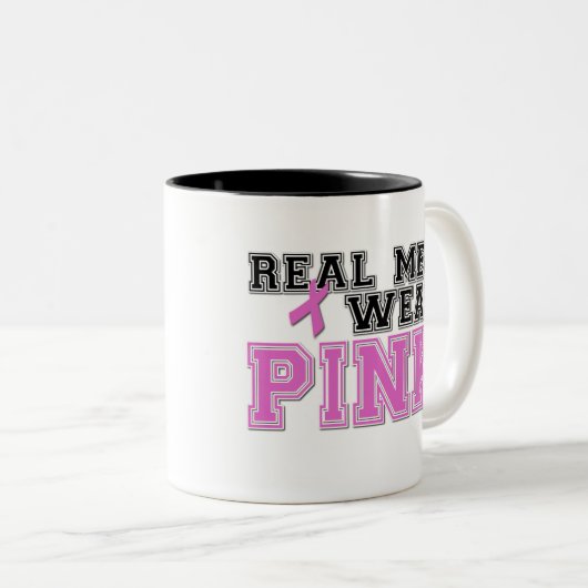 Echte Mannen Draag PINK! Tweekleurige Koffiemok (Voorkant rechts)