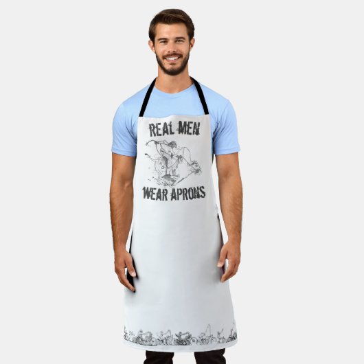 echte mannen draag platforms die All-Over Print Ap Schort (Gedragen)