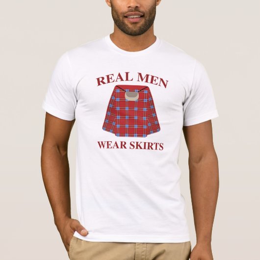 Echte Mannen Draag rokken T-shirt (Voorkant)