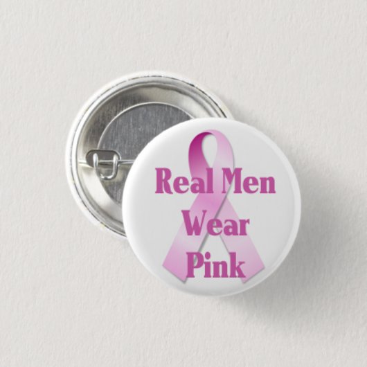 Echte Mannen Draag Roze Borstkanker Button (Voorkant /achterkant)