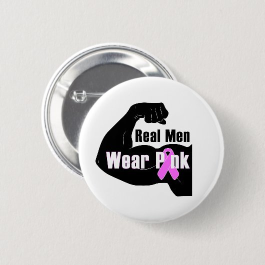 Echte Mannen Draag Roze Borstkanker Button (Voorkant /achterkant)