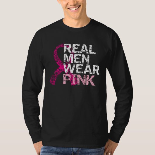 Echte Mannen Draag Roze - Borstkanker T-shirt (Voorkant)