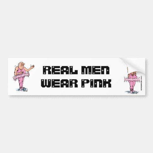 Echte Mannen Draag roze grappige fat Guy Ballet Bumpersticker (Voorkant)