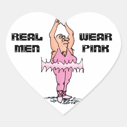 Echte Mannen Draag roze grappige fat Guy Ballet Hart Sticker (Voorkant)