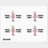 Echte Mannen Draag roze grappige fat Guy Ballet Ovale Sticker (Vel)