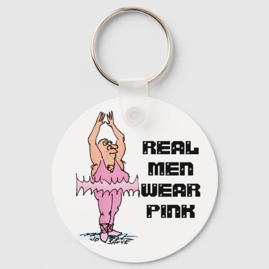 Echte Mannen Draag roze grappige fat Guy Ballet Sleutelhanger (Voorkant)
