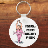 Echte Mannen Draag roze grappige fat Guy Ballet Sleutelhanger (Voorkant)