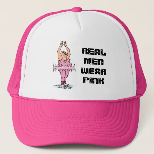 Echte Mannen Draag roze grappige fat Guy Ballet Trucker Pet (Voorkant)