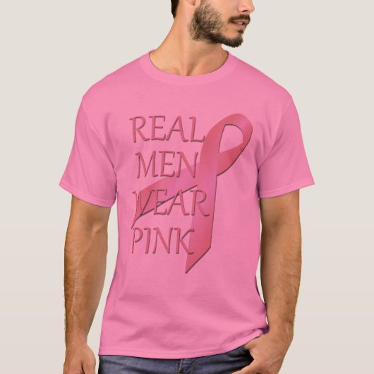 Echte Mannen Draag Roze Mannen Basisch Roze T-shir T-shirt (Voorkant)
