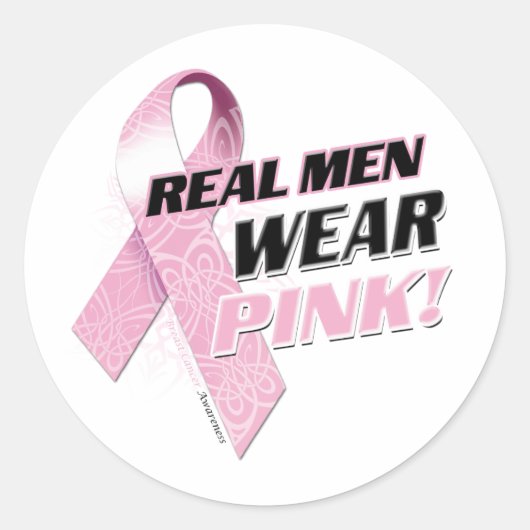 Echte Mannen Draag Roze Ronde Sticker (Voorkant)