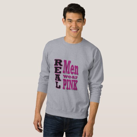 Echte Mannen Draag Roze sweatshirt - Zwarte & Roze (Voorkant volledig)