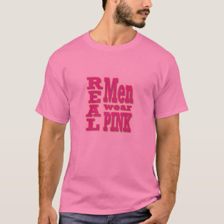 Echte Mannen Draag Roze T-shirt - Roze tekst