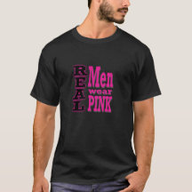 Echte Mannen Draag roze T-shirt - zwarte en roze t