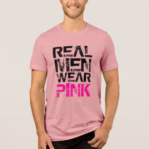 Echte Mannen Dragen Roze Grungy Tekst Tri-Blend Shirt
