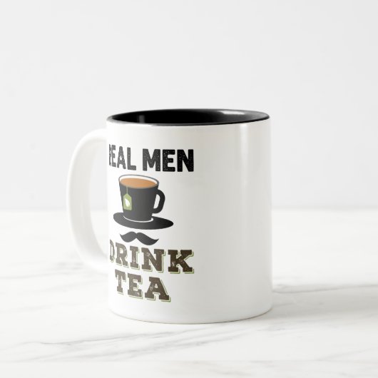 Echte Mannen Drink Tea Cool Tea Drinker Lover Tweekleurige Koffiemok (Voorkant links)