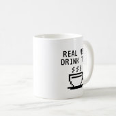 Echte Mannen Drink Tea grappig wit Koffiemok (Voorkant rechts)