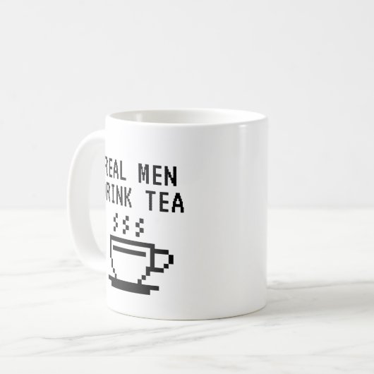 Echte Mannen Drink Tea grappig wit Koffiemok (Voorkant links)
