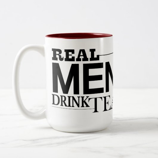 Echte Mannen Drink Tea Tweekleurige Koffiemok (Links)