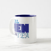 Echte Mannen Drink thee (blauw) Tweekleurige Koffiemok (Voorkant links)