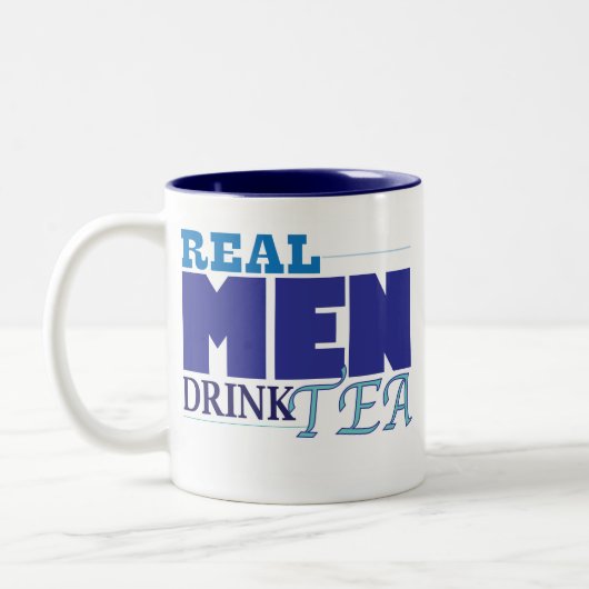Echte Mannen Drink thee (blauw) Tweekleurige Koffiemok (Links)
