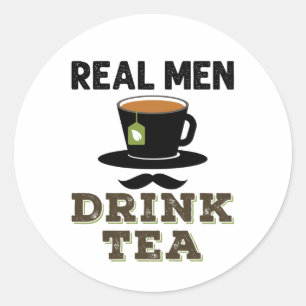 Echte Mannen Drinken Thee Cool Thee Drinker Liefhe Ronde Sticker
