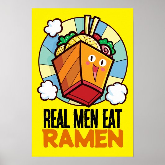 echte Mannen Eat Ramen T-Shirt Poster (Voorkant)