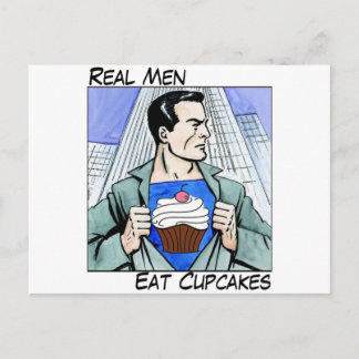 Echte Mannen eet cupcakes Briefkaart