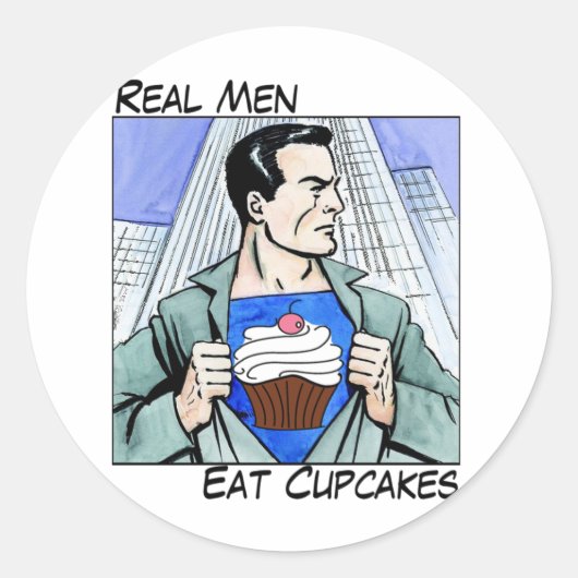 Echte Mannen Eet Cupcakes Sticker Sheet (Voorkant)