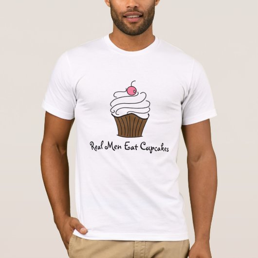 Echte Mannen eet cupcakes T-shirt (Voorkant)