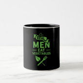 Echte Mannen — Eet groenten Tweekleurige Koffiemok (Center)