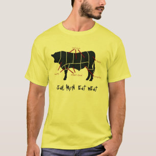 Echte Mannen eten vlees! Funny Beef Cuts Butcher C T-shirt
