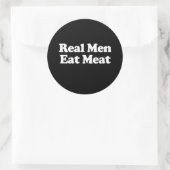 Echte mannen eten vlees ronde sticker (Tas)