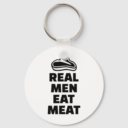 Echte mannen eten vlees sleutelhanger (Voorkant)