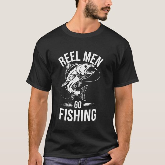 Echte Mannen Gaan Vissen T-shirt (Voorkant)