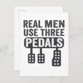 Echte mannen gebruiken drie pedalen Funny handleid Aankondigingskaart (Voorkant / Achterkant)